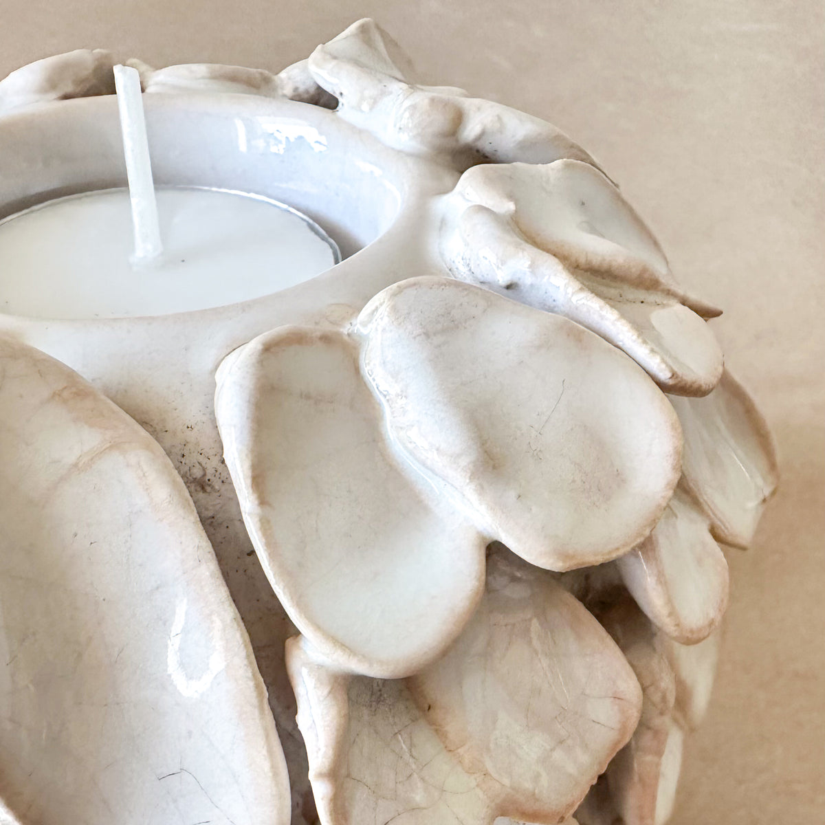 Porta Velas Cerámica Irregular Esmaltada 8 cm Porta Vela Frank Home Chile