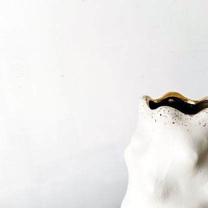 Jarrón Organico Nódulos Cerámica Blanco