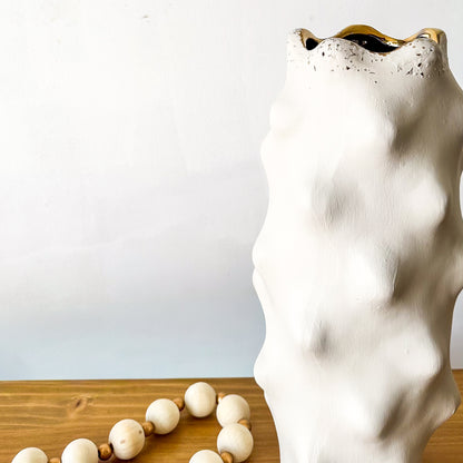 Jarrón Organico Nódulos Cerámica Blanco