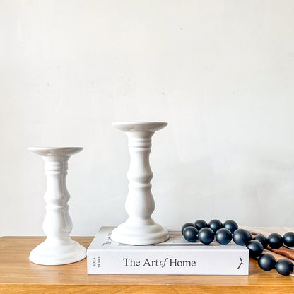 Base decorativa porta vela cerámica blanca