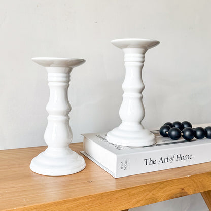 Base decorativa porta vela cerámica blanca
