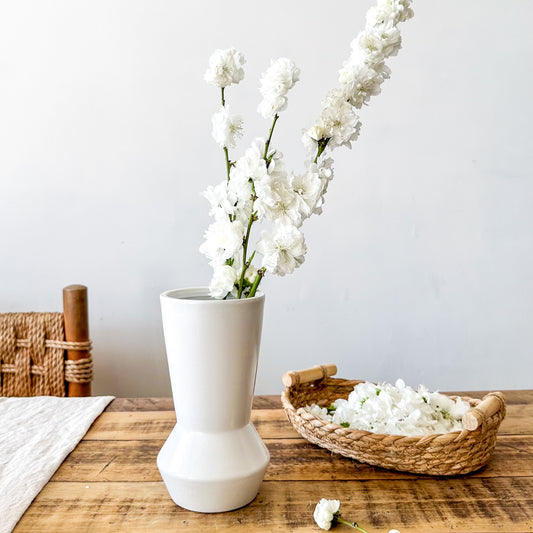 Florero Cerámica Vasija Blanca