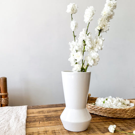 Florero Cerámica Vasija Blanca