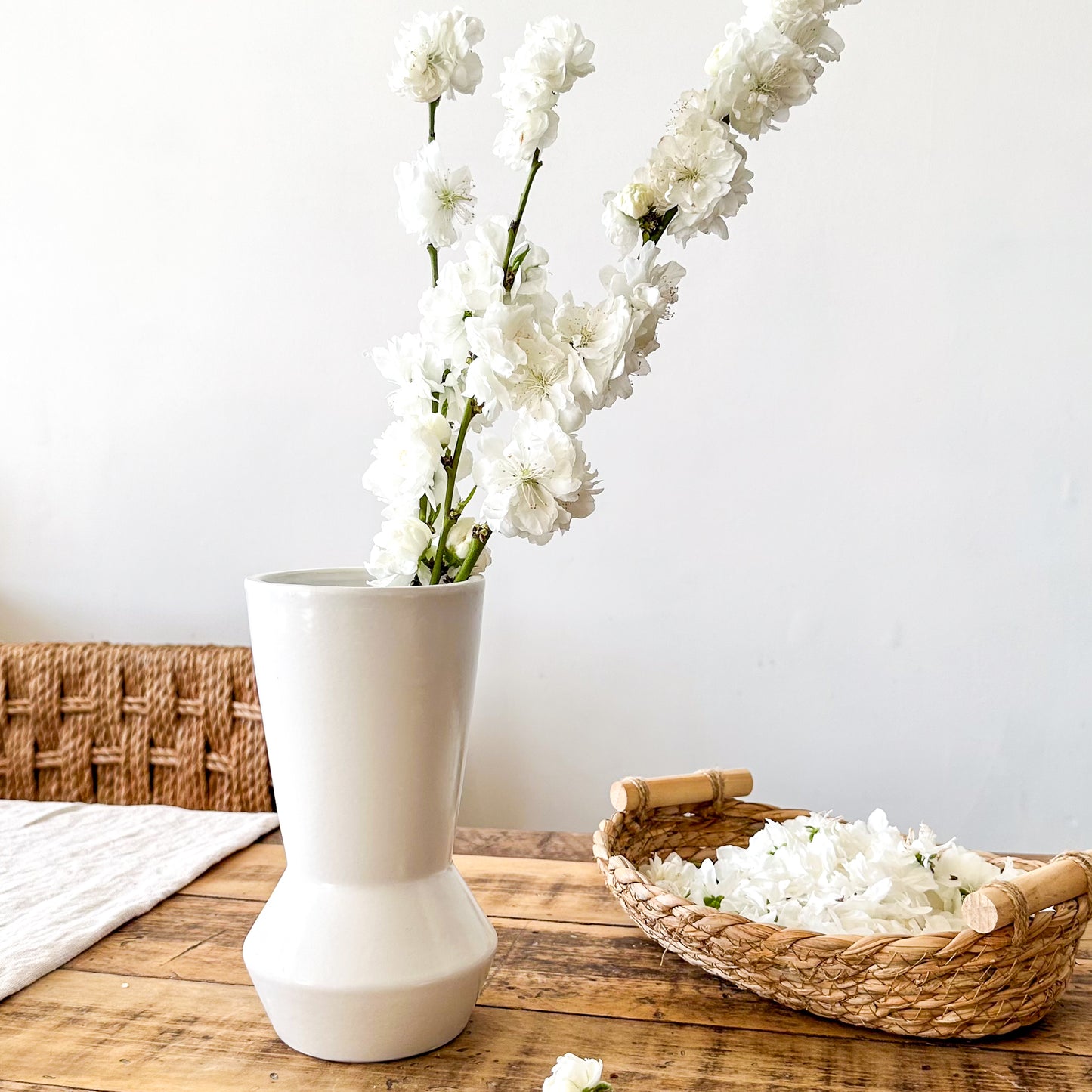 Florero Cerámica Vasija Blanca