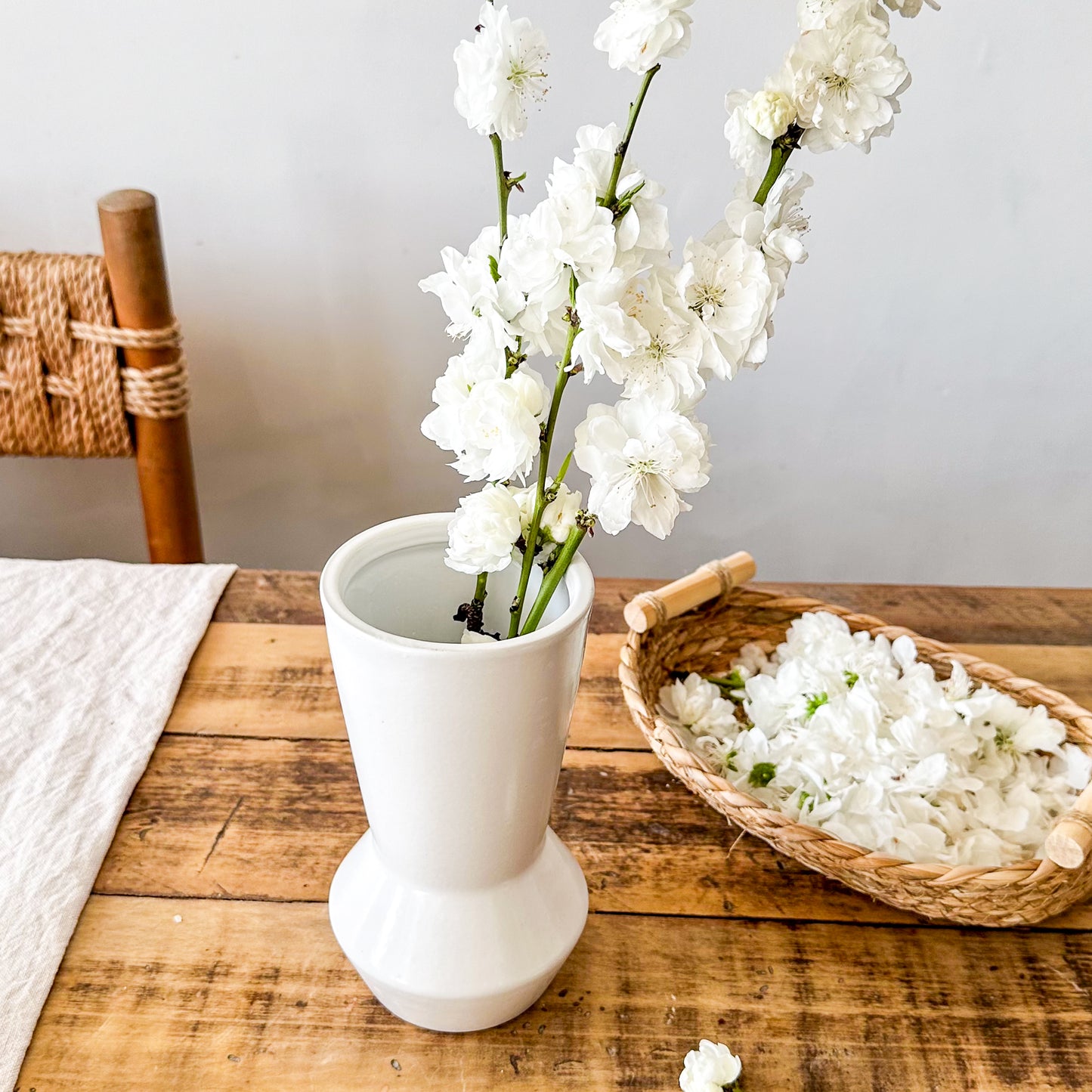 Florero Cerámica Vasija Blanca