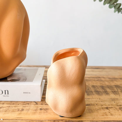 Porta Vela Ondas Cerámica 13cm - Diseño Orgánico Elegante Porta Vela Frank Home Chile