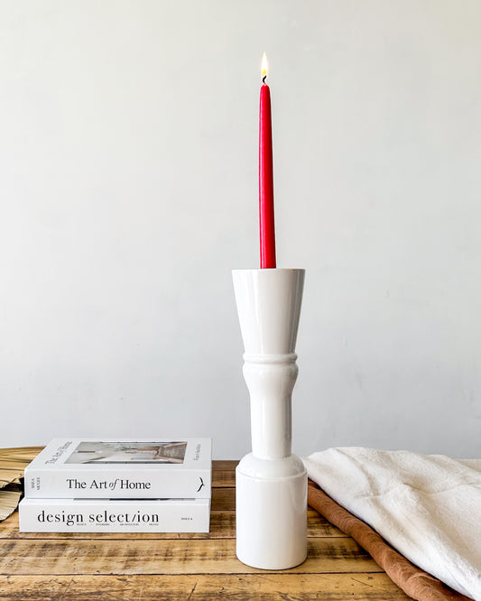 Porta Vela Cerámica Esmaltada Columna 37cm - Diseño Elegante Porta Vela Frank Home Chile