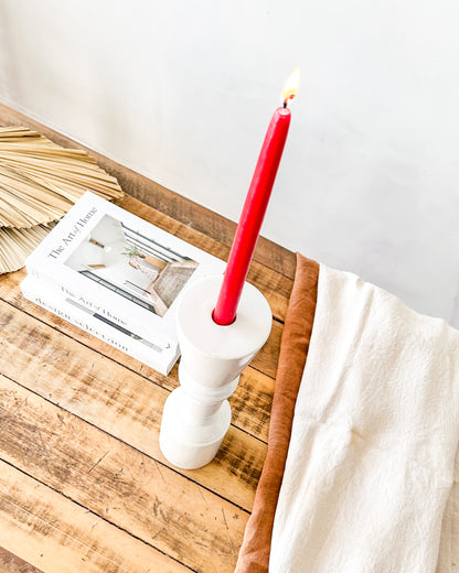 Porta Vela Cerámica Esmaltada Columna 37cm - Diseño Elegante Porta Vela Frank Home Chile