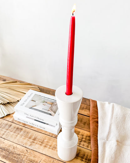 Porta Vela Cerámica Esmaltada Columna 37cm - Diseño Elegante Porta Vela Frank Home Chile