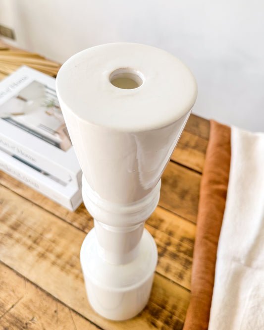 Porta Vela Cerámica Esmaltada Columna 37cm - Diseño Elegante Porta Vela Frank Home Chile