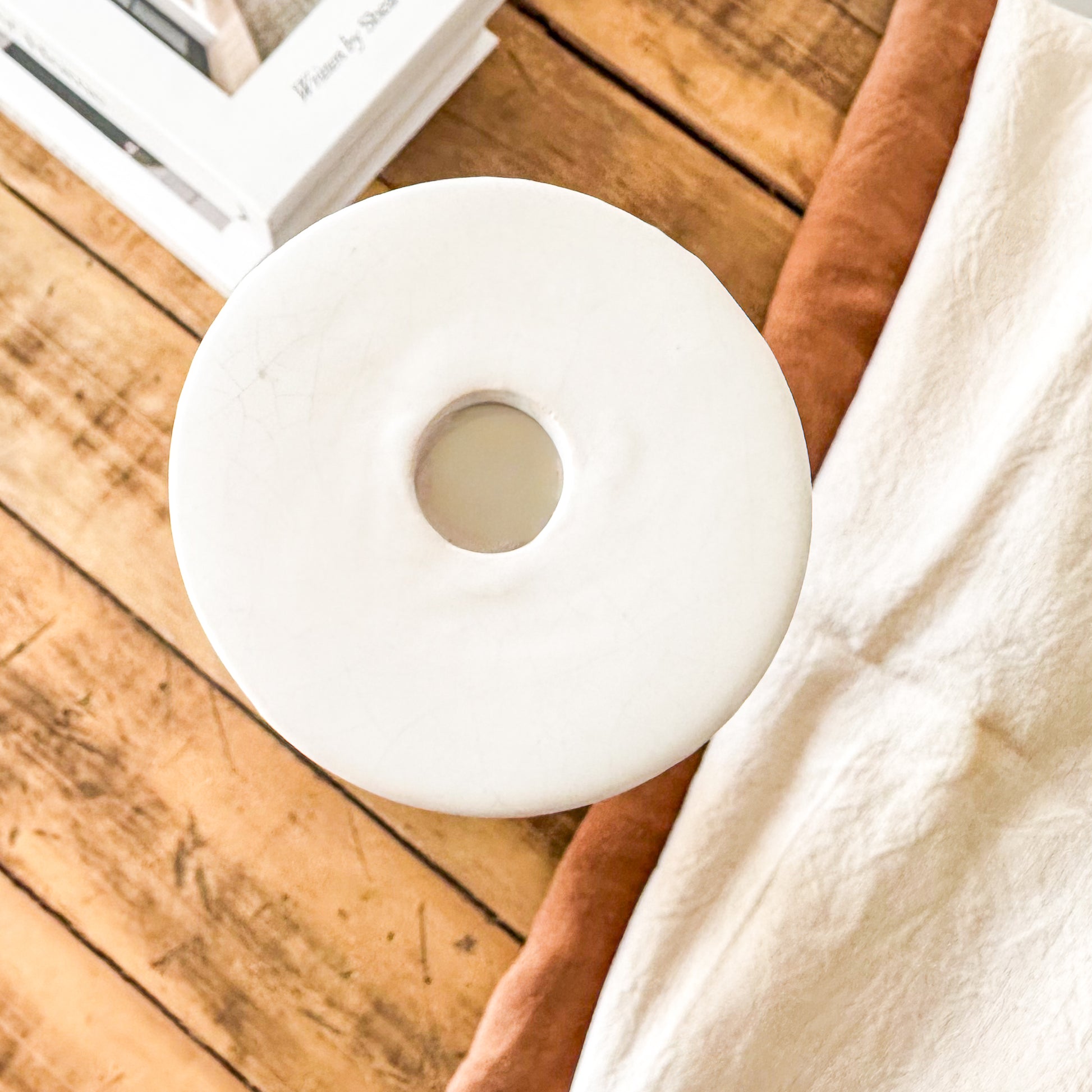 Porta Vela Cerámica Esmaltada Columna 37cm - Diseño Elegante Porta Vela Frank Home Chile