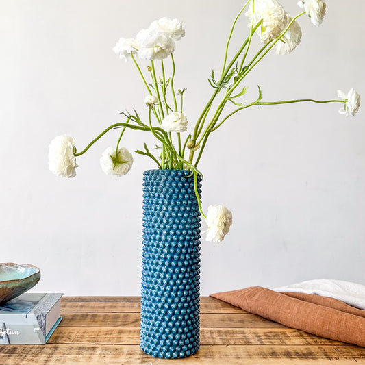Florero Cerámica Pinchos Azul