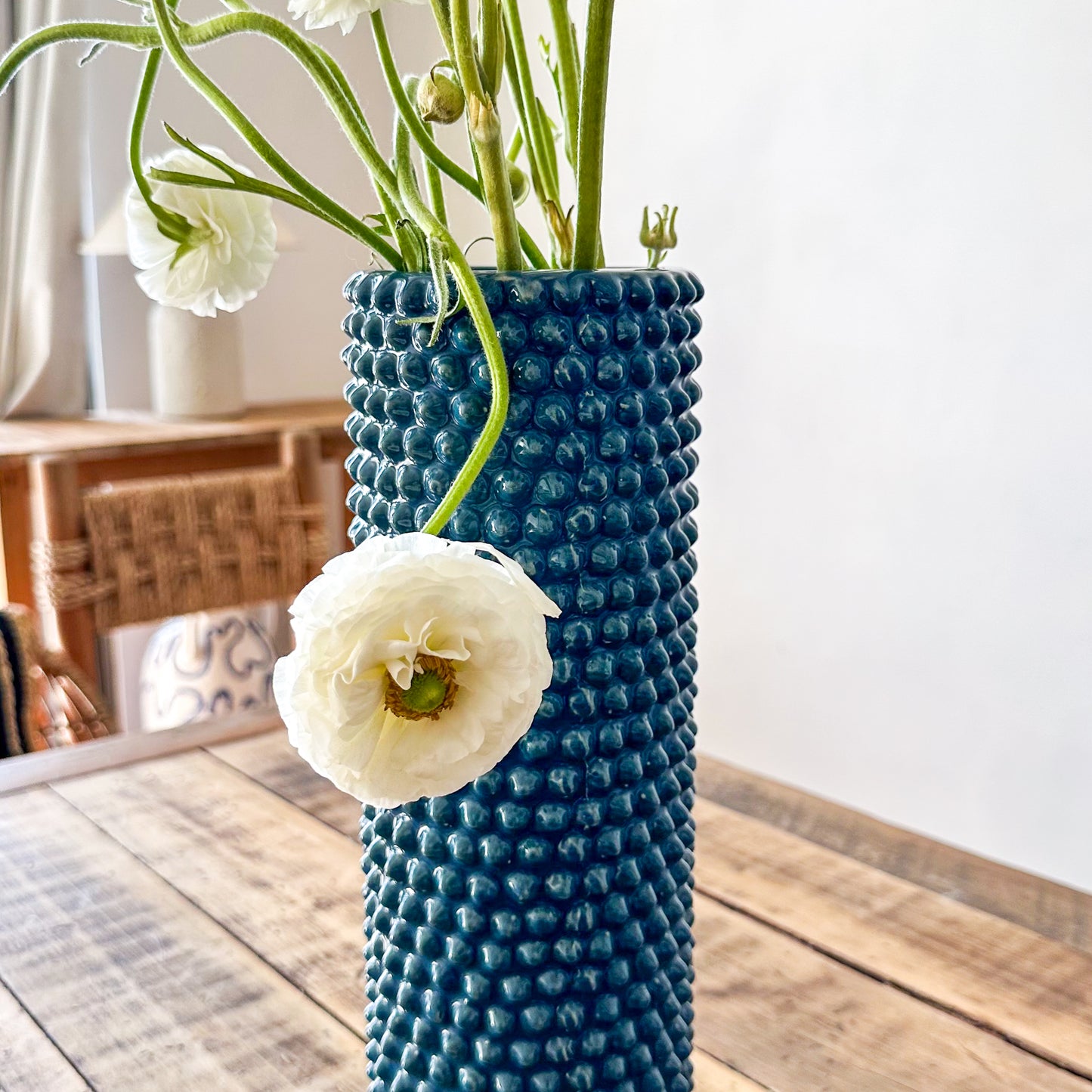 Florero Cerámica Pinchos Azul