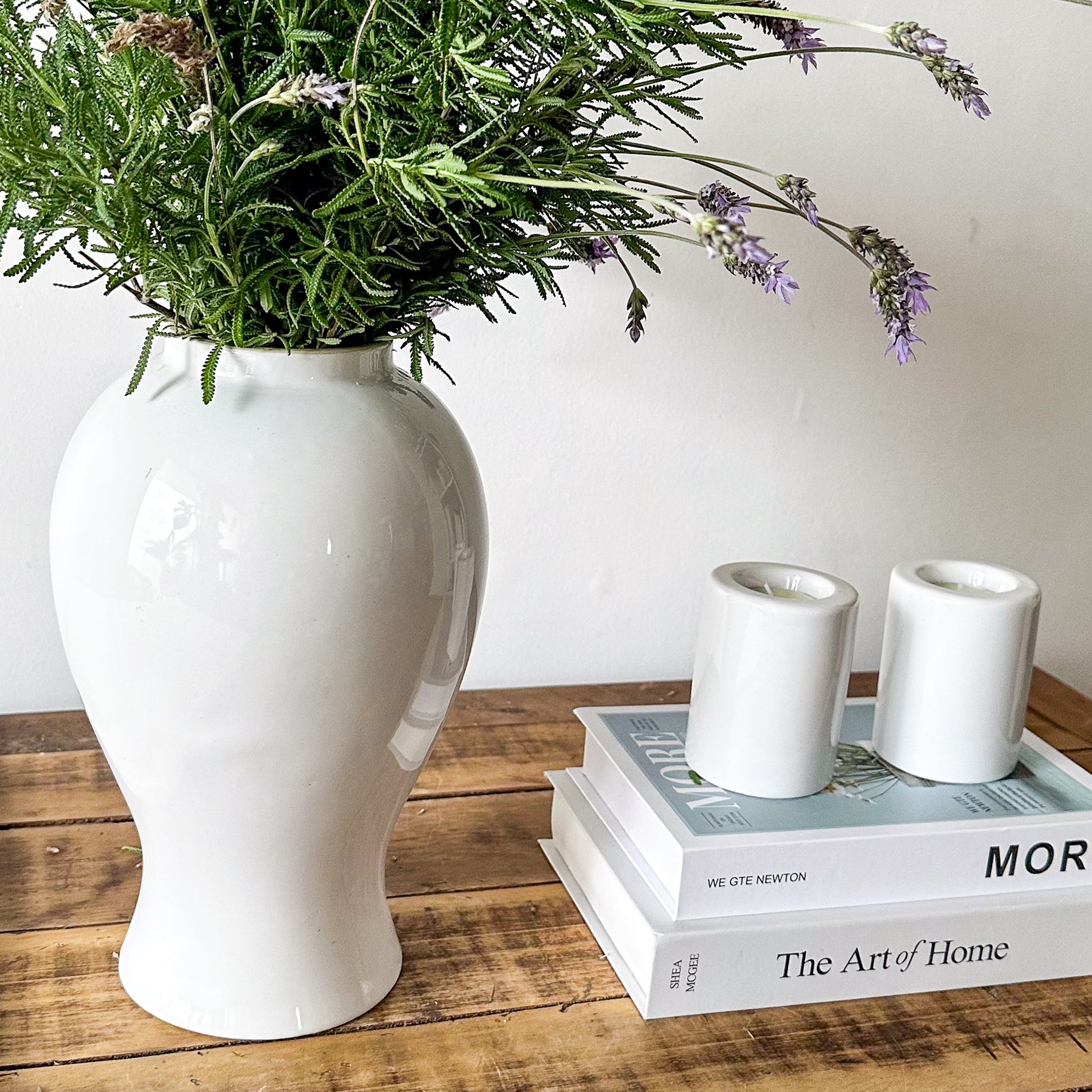 Floreros Anfora cerámica esmaltada blanco Florero Frank Home Chile