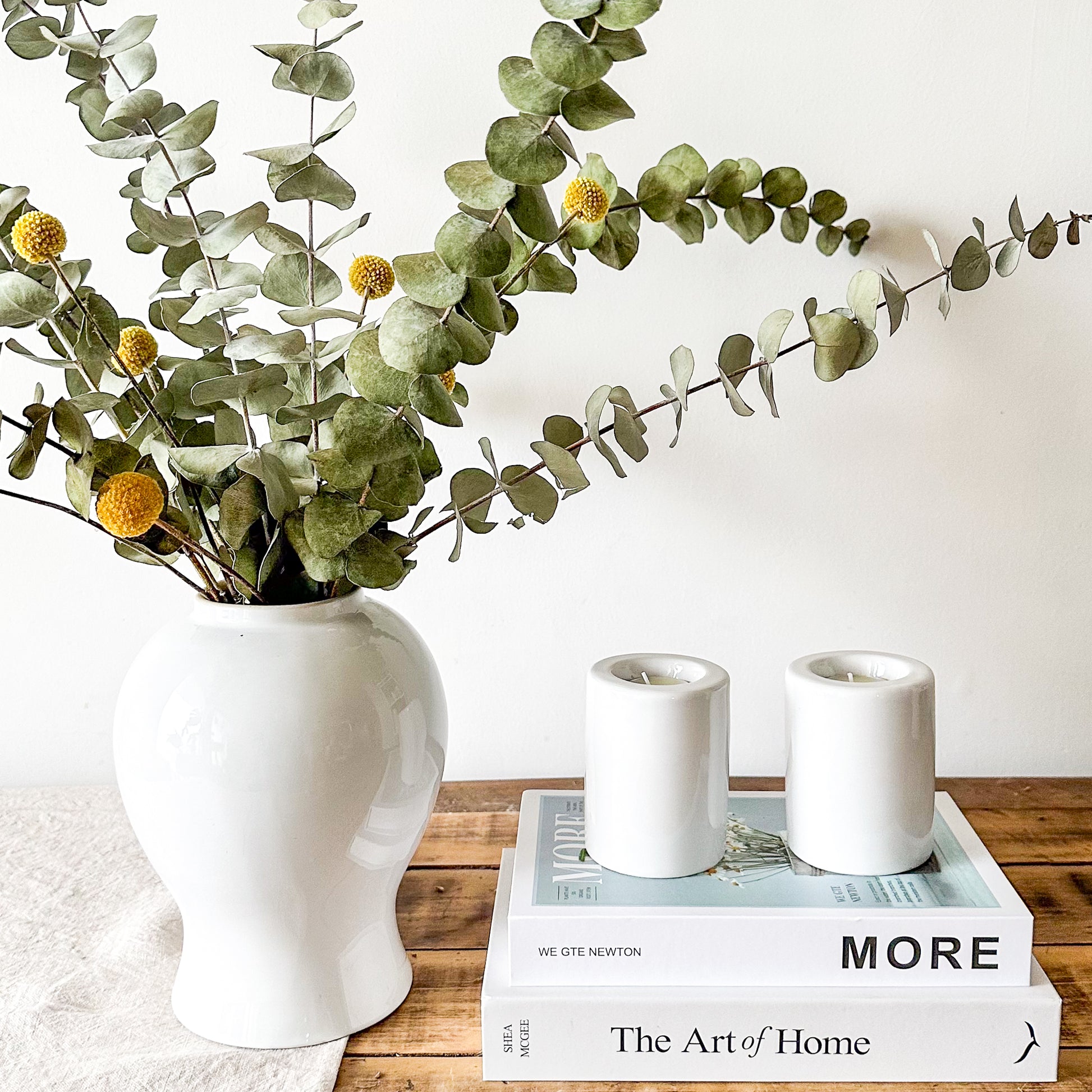 Floreros Anfora cerámica esmaltada blanco Florero Frank Home Chile