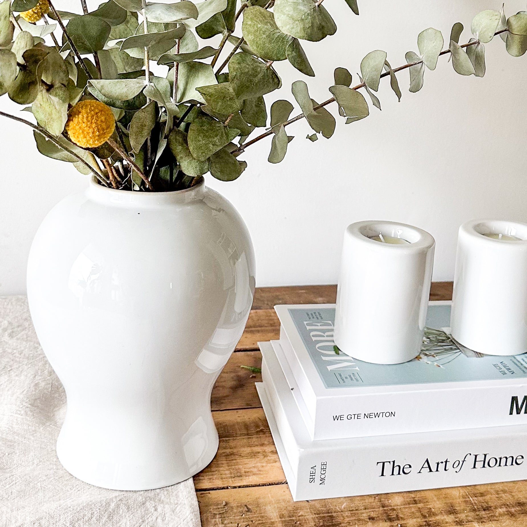 Floreros Anfora cerámica esmaltada blanco Florero Frank Home Chile