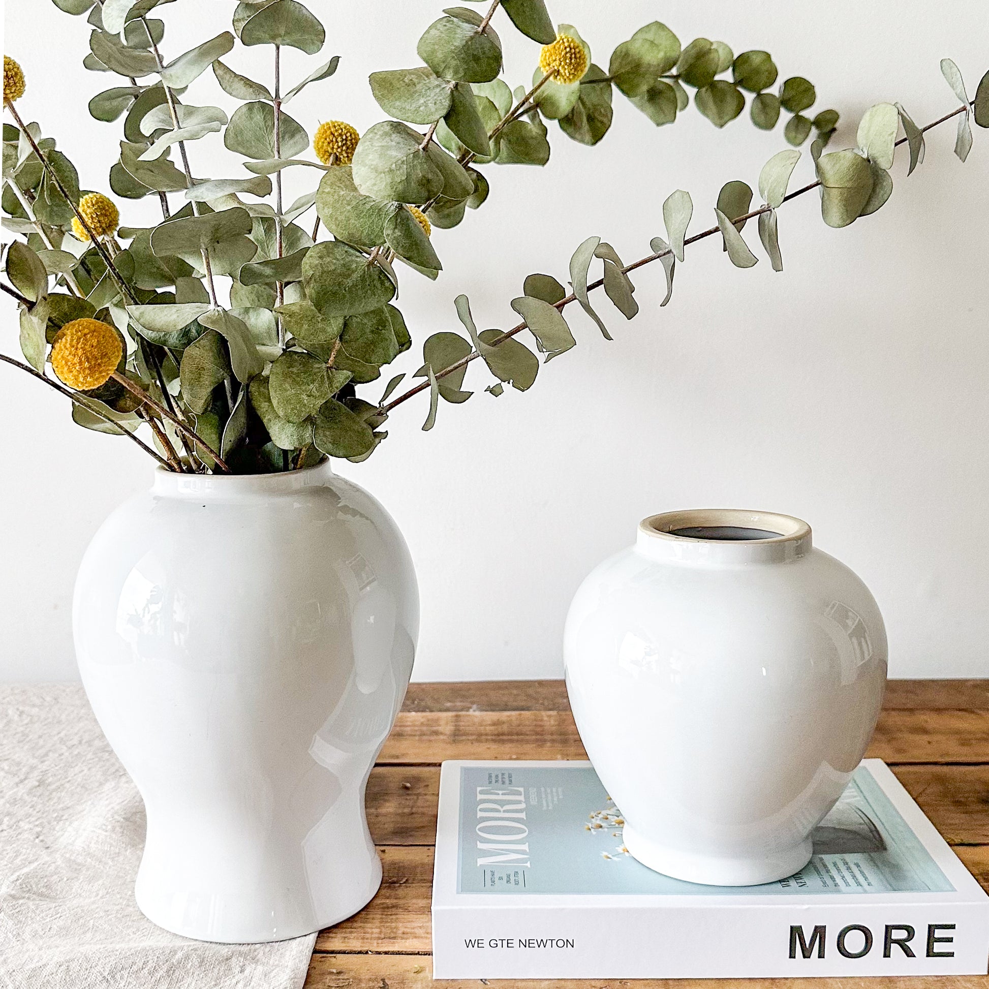 Floreros Anfora cerámica esmaltada blanco Florero Frank Home Chile