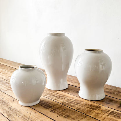 Floreros Anfora cerámica esmaltada blanco Florero Frank Home Chile