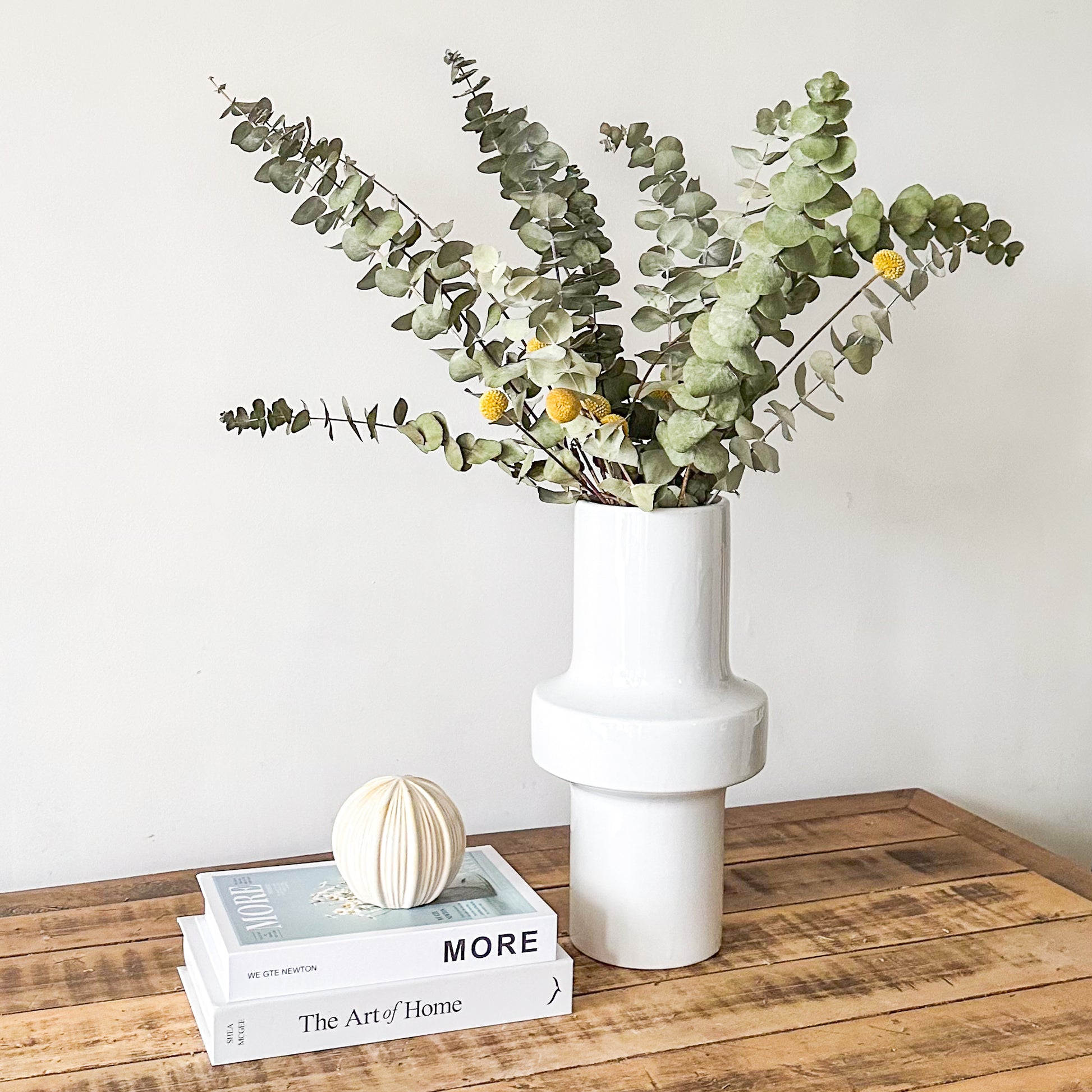 Florero Anillo Cerámica Esmaltada Blanca Florero Frank Home Chile