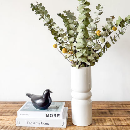 Florero Cerámica Esmaltada  Tubo Anillo