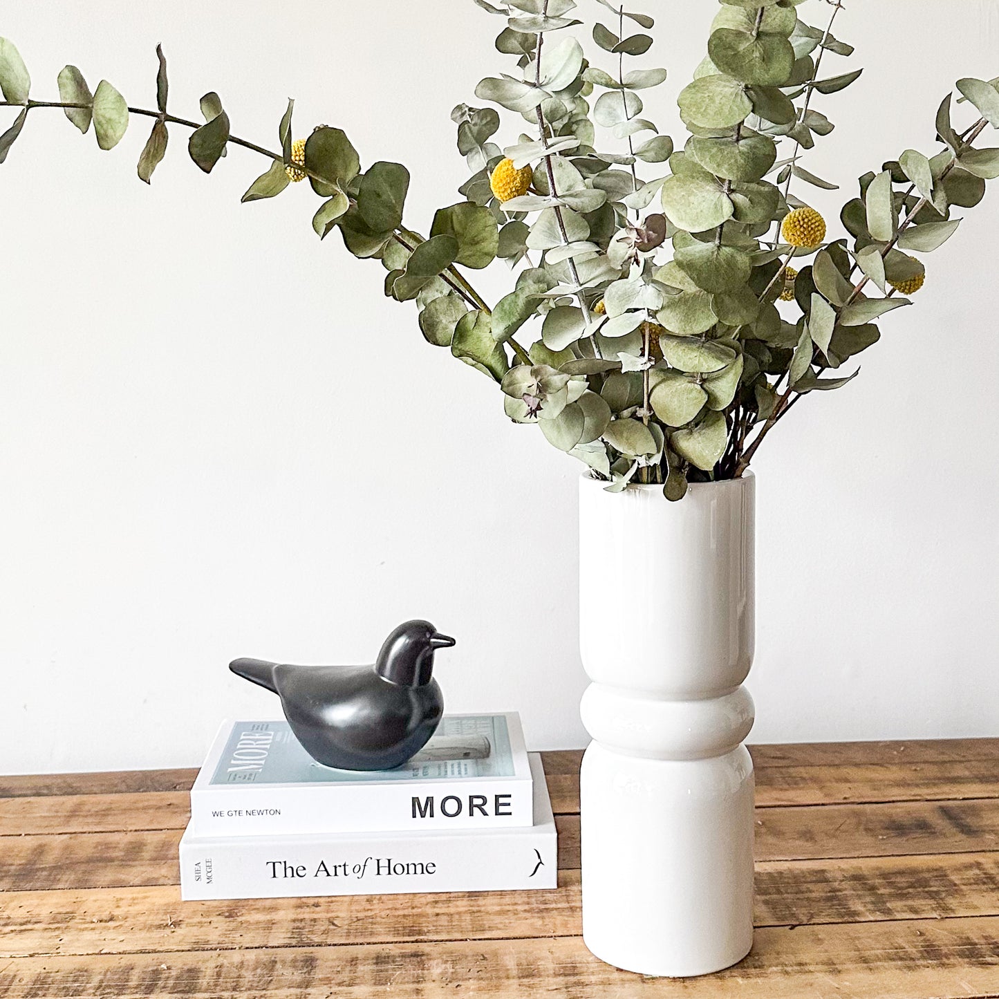 Florero Cerámica Esmaltada  Tubo Anillo