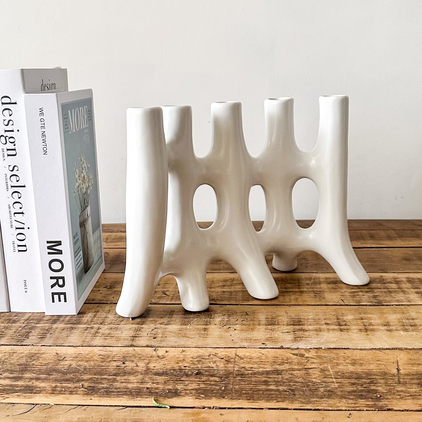 Florero Abstracto Cerámica Escultural Blanco Florero Frank Home Chile