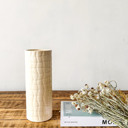 Florero Cilindro Textura Beige