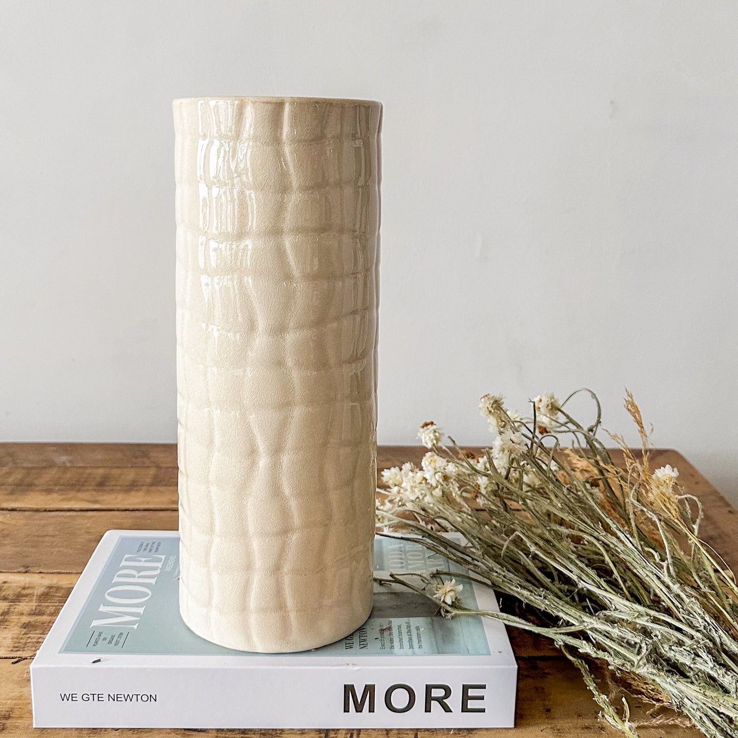 Florero Cilindro Textura Beige