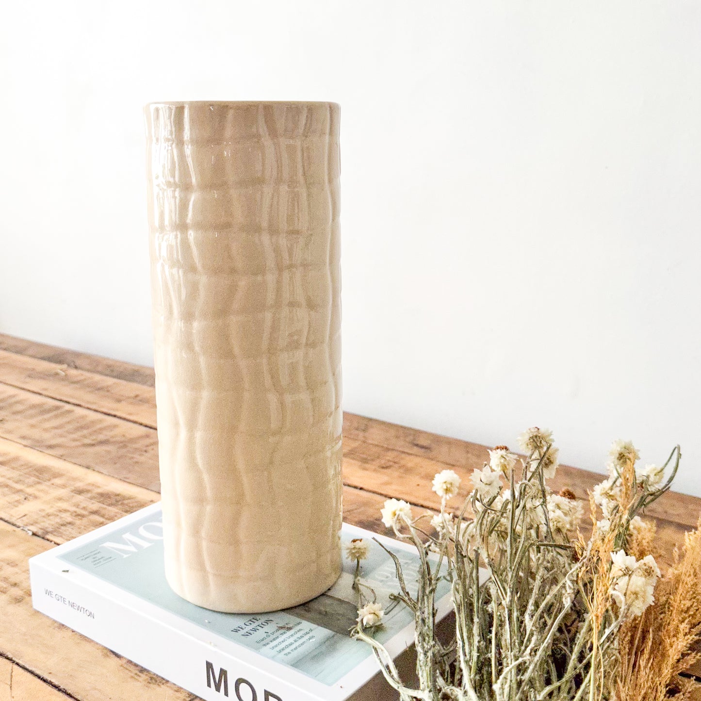 Florero Cilindro Textura Beige