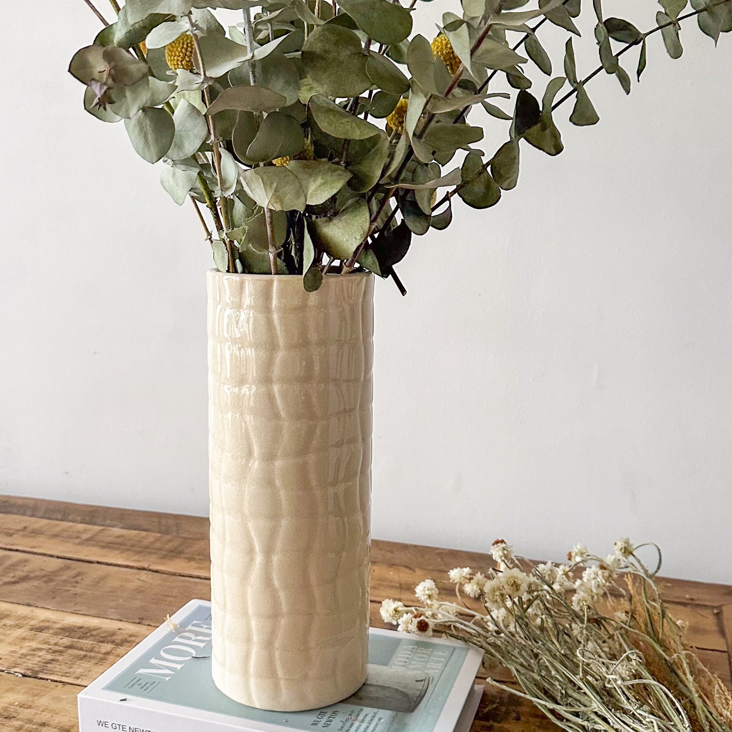 Florero Cilindro Textura Beige