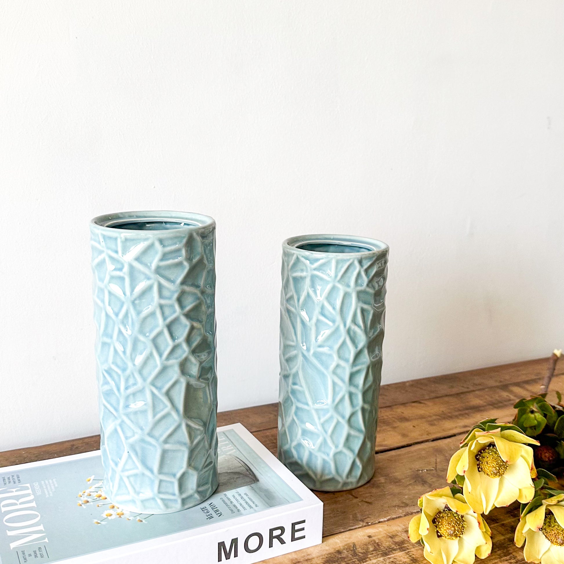 Florero Cerámica Tubo Textura Florero Frank Home Chile