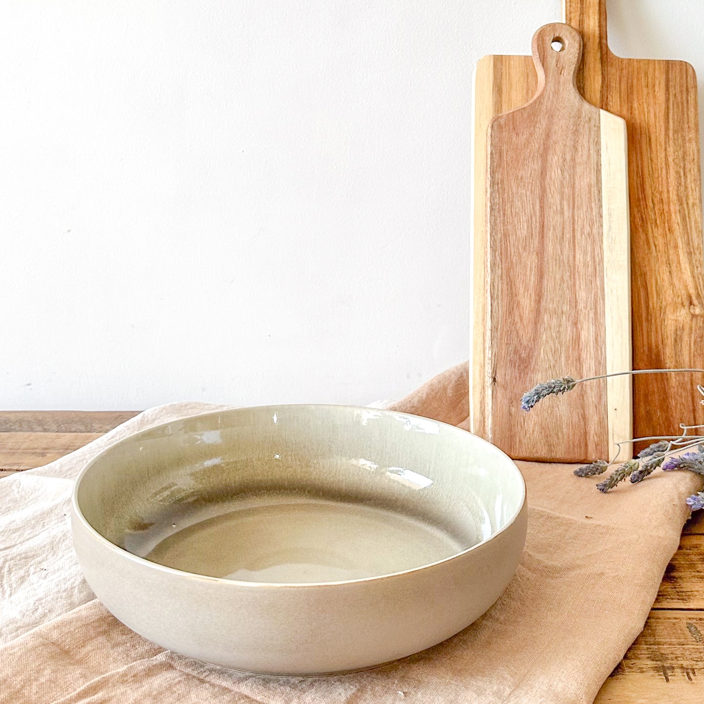 Fuente Cerámica Verde Destonalizada Bowl Ensaladera Frank Home Chile