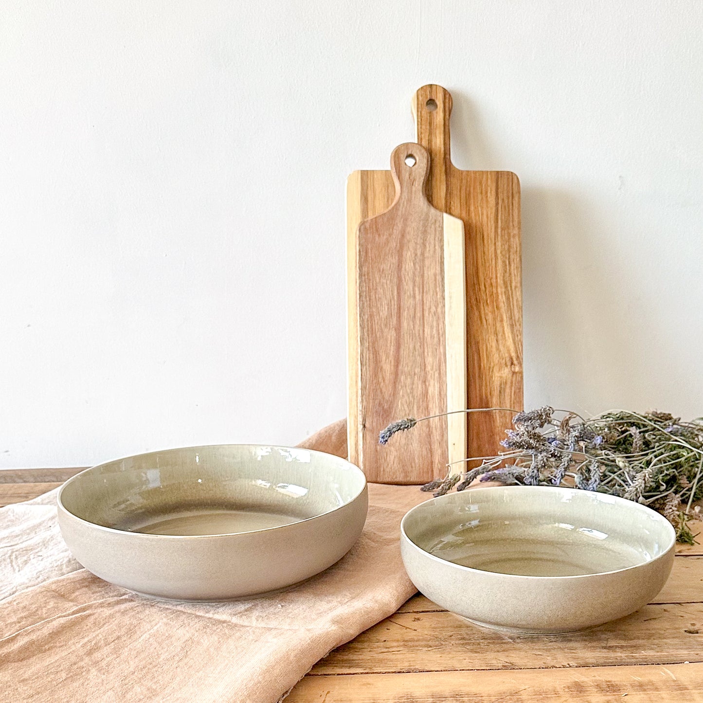 Fuente Cerámica Verde Destonalizada Bowl Ensaladera Frank Home Chile