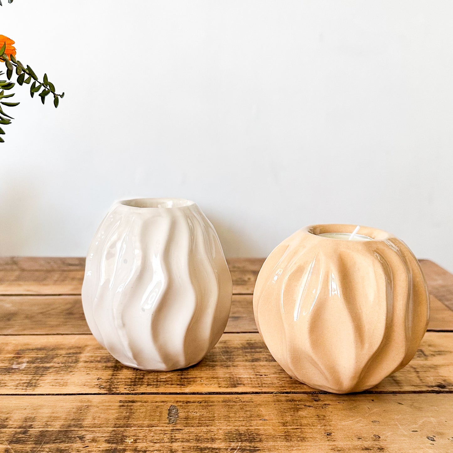 Portavela Cerámica Esmaltada con Relieves - 4 Diseños Únicos Porta Vela Frank Home Chile