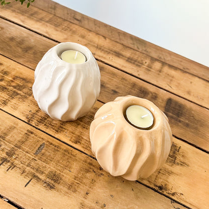 Portavela Cerámica Esmaltada con Relieves - 4 Diseños Únicos Porta Vela Frank Home Chile