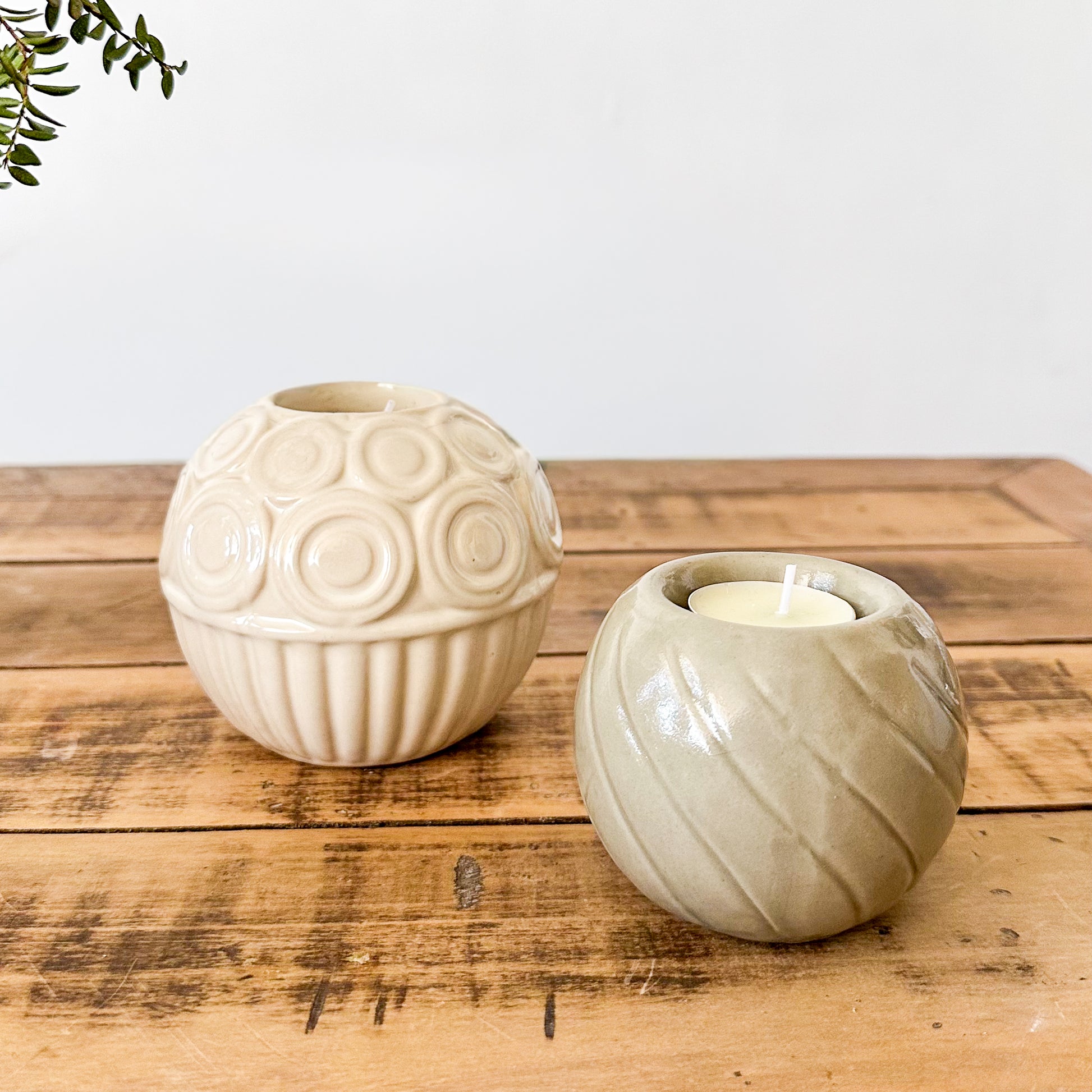 Portavela Cerámica Esmaltada con Relieves - 4 Diseños Únicos Porta Vela Frank Home Chile