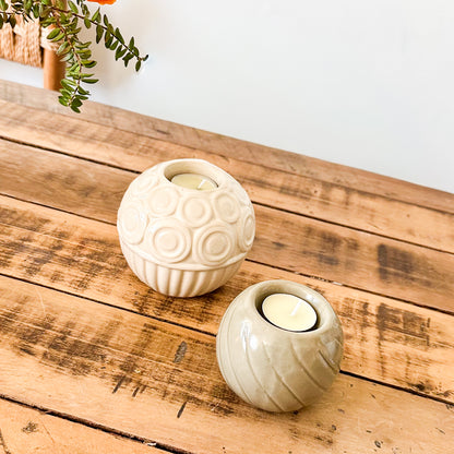 Portavela Cerámica Esmaltada con Relieves - 4 Diseños Únicos Porta Vela Frank Home Chile