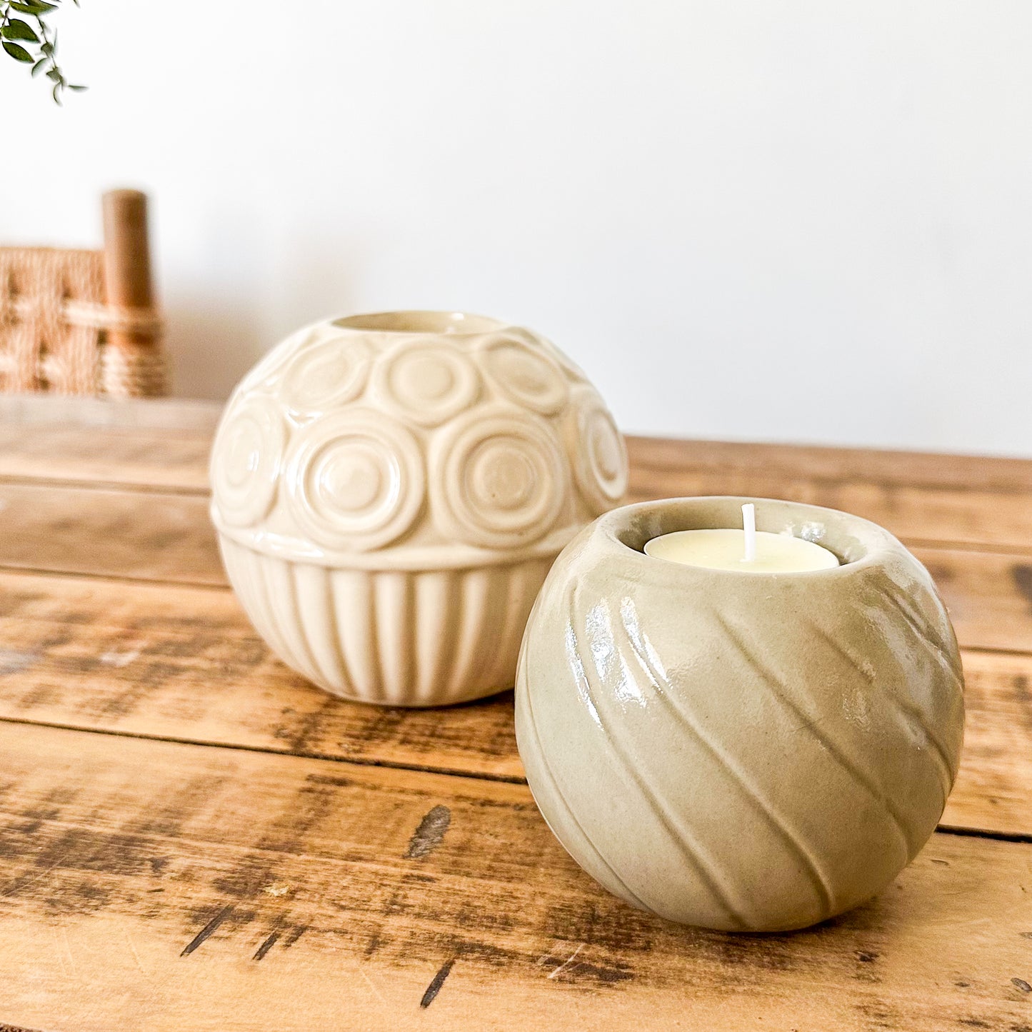 Portavela Cerámica Esmaltada con Relieves - 4 Diseños Únicos Porta Vela Frank Home Chile