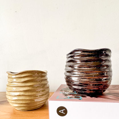 Set 4 Pots Cerámica Rústica 11cm - Porta Maceteros Elegantes Porta Macetero Frank Home Chile