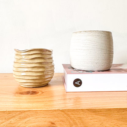 Set 4 Pots Cerámica Rústica 11cm - Porta Maceteros Elegantes Porta Macetero Frank Home Chile