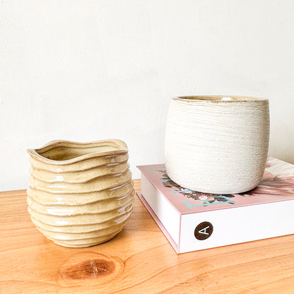 Set 4 Pots Cerámica Rústica 11cm - Porta Maceteros Elegantes Porta Macetero Frank Home Chile