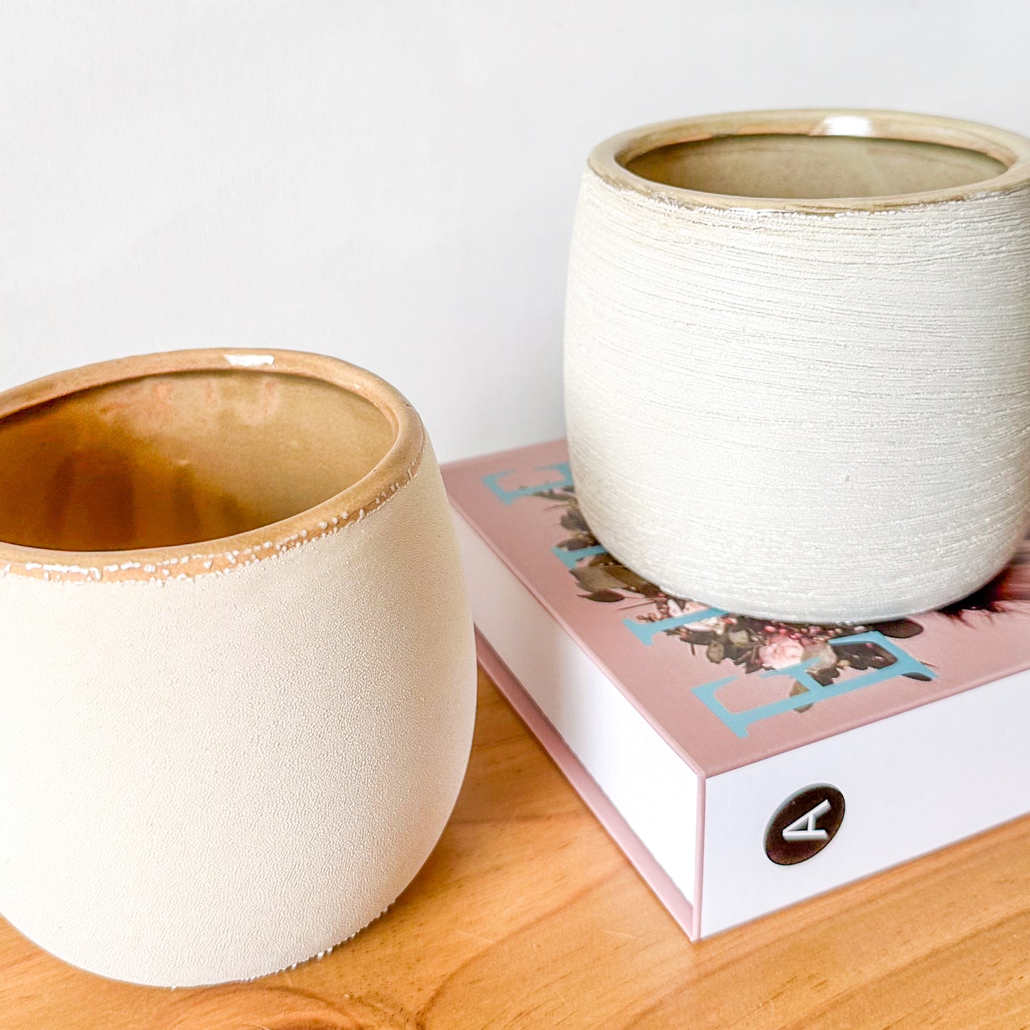 Set 4 Pots Cerámica Rústica 11cm - Porta Maceteros Elegantes Porta Macetero Frank Home Chile