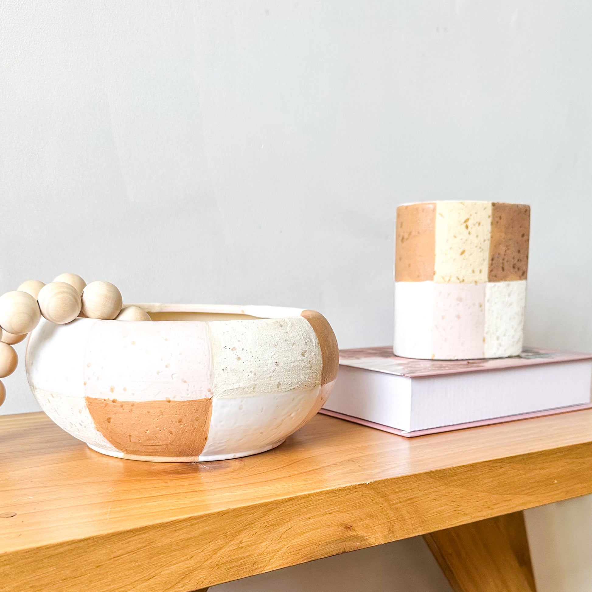 Porta Vela Cerámica Pintada a Mano 12.5cm - Diseño Artesanal Porta Vela Frank Home Chile