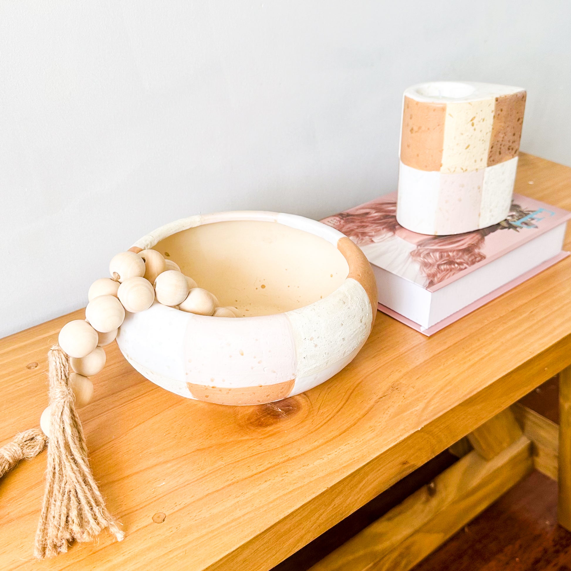 Porta Vela Cerámica Pintada a Mano 12.5cm - Diseño Artesanal Porta Vela Frank Home Chile