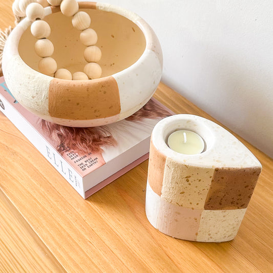 Porta Vela Cerámica Pintada a Mano 12.5cm - Diseño Artesanal Porta Vela Frank Home Chile