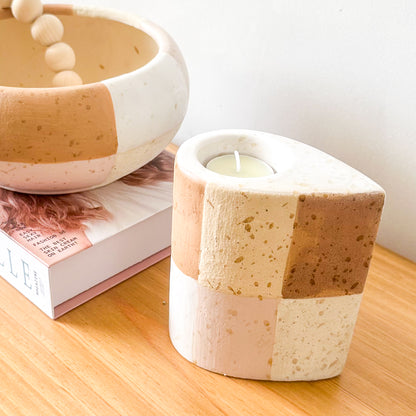 Porta Vela Cerámica Pintada a Mano 12.5cm - Diseño Artesanal Porta Vela Frank Home Chile