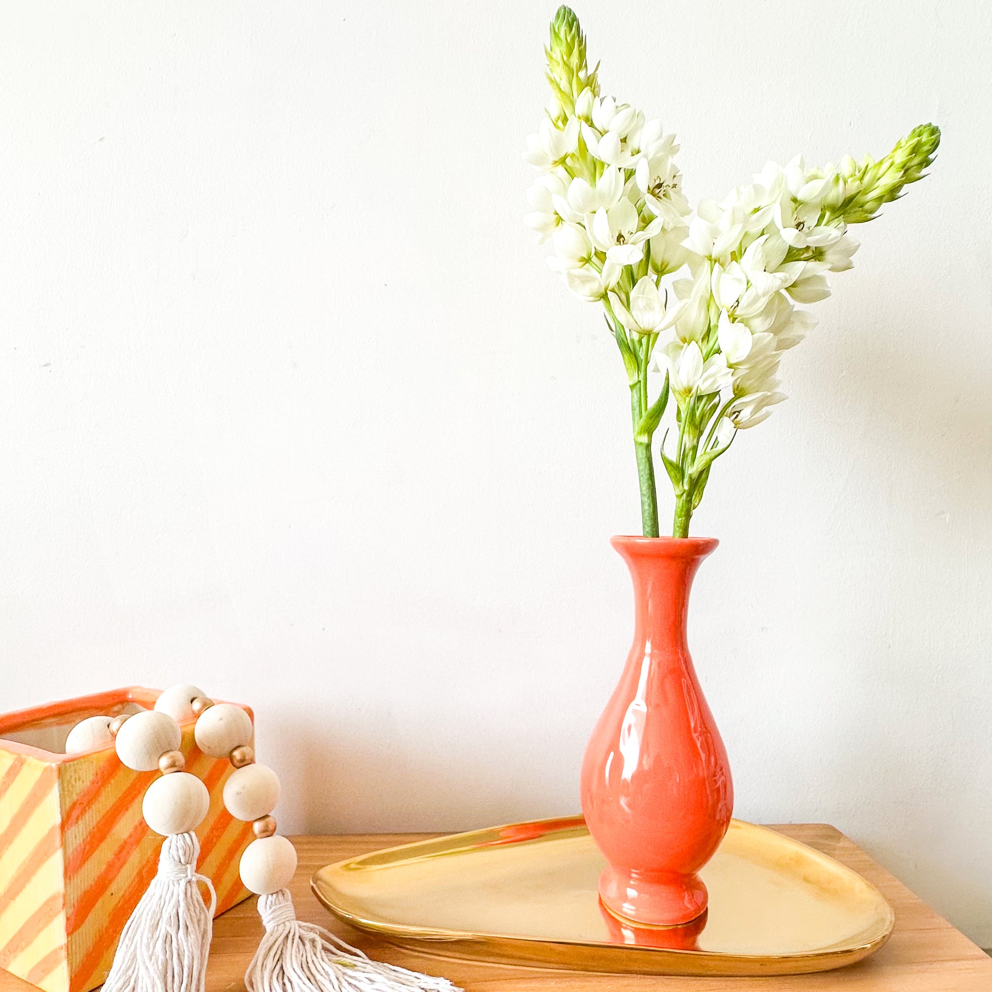 Florero Cerámica Esmaltada Coral 21cm - Diseño Sofisticado Florero Frank Home Chile