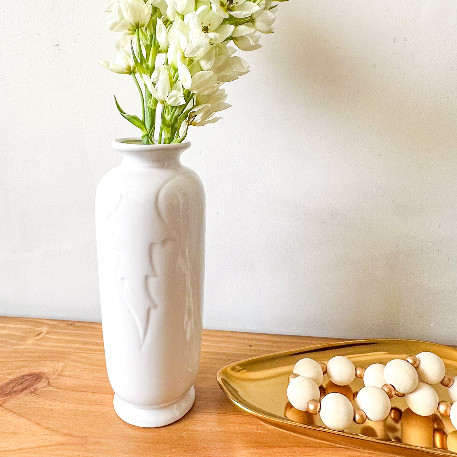 Florero Cerámica Esmaltada Hoja 25cm - Relieve Elegante Florero Frank Home Chile