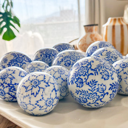 Esferas Decorativas Cerámica Floreada 7 y 9 cm Adorno Frank Home Chile