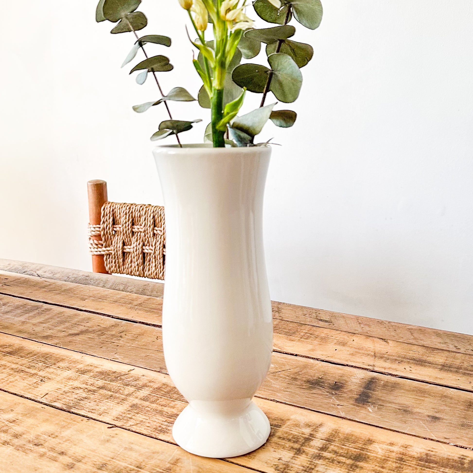 Florero Copa Cerámica Esmaltada 25cm - Diseño Clásico Elegante Florero Frank Home Chile